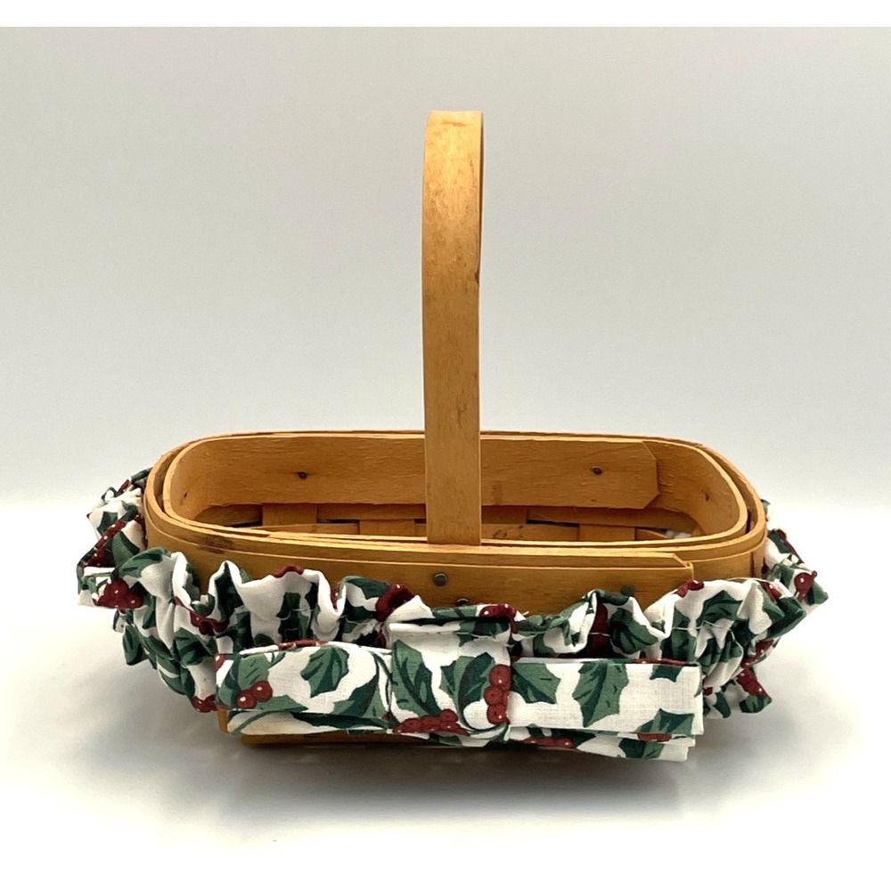 Vtg Longaberger Basket Mini 1999 w/ Holly Skirt